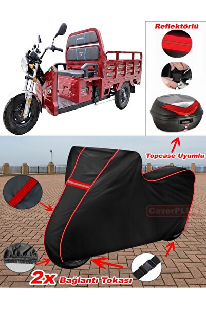 CoverPlus Kral Motor KR-13 قماش القماش الأسود Topcase الخلفي متوافق مع القماش...