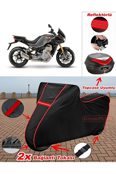 CoverPlus Moto Guzzi V100 Mandello S Tarp BLACK Topcase Rear Case متوافق مع ا...