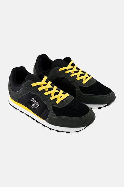 Lamborghini Men Brand Logo Lace Up Casual Shoes, Black
