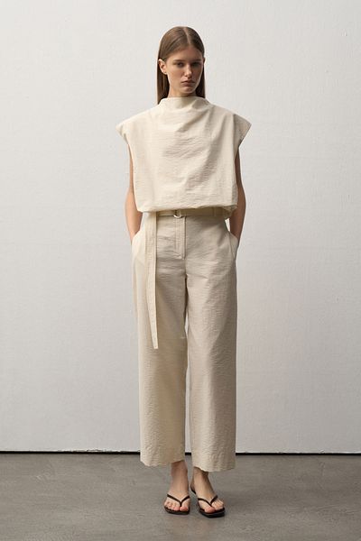 Mathilda By Çiğdem Bilici Women's Ecru Laura Belt Detailed Trousers