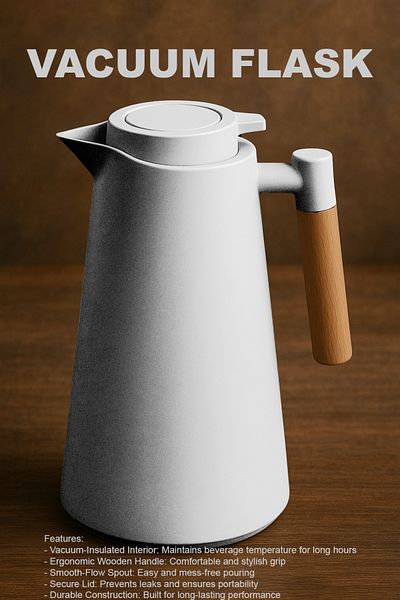 TrentonGCC Premium Vacuum Flask with Wooden Handle - Set of 2