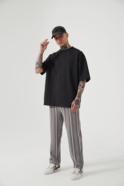 Machinist Men's Maroken Barbaros Striped Relaxed Baggy Gray Sweatpants