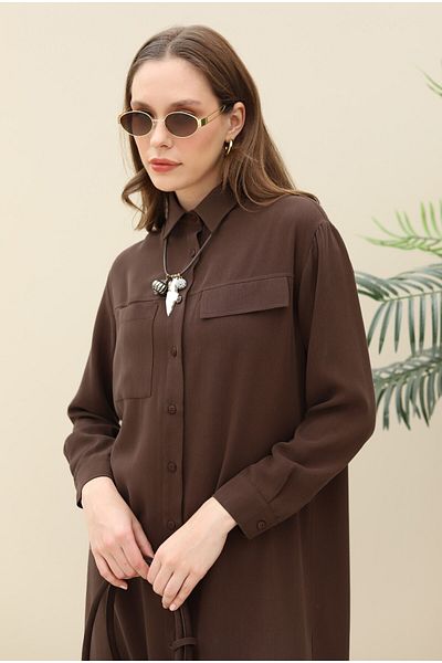 HEQA Robadan Pocketed Shirt Bitter Brown