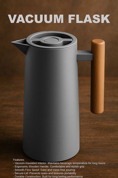TrentonGCC Premium Vacuum Flask with Wooden Handle - Set of 2