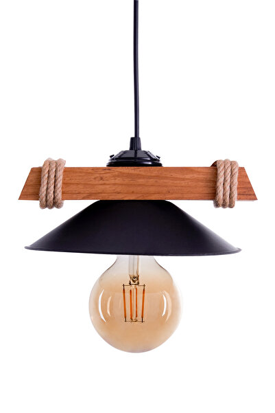 megüsa Ahşap Tekli Modern Sarkıt koyu renk şapkalı