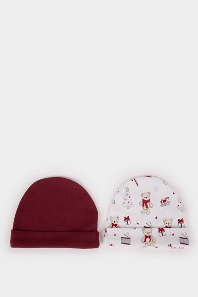 DeFacto Baby Boy Newborn Patterned 2-Piece Cotton Beanie F5050A5Ns