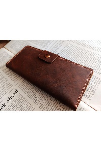 Mahfuz Fully Handmade Real Leather Wallet from Cutting to Sewing 12 Cards 2 Bill Areas (19.4Cm*8.5Cm) Pln5