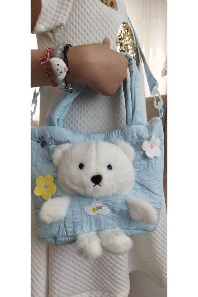 ELAS HOME Bag Girl Child Very Sweet Strap Bag with Teddy Bear Size 23.19 cm