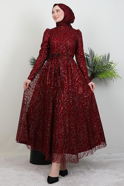 GİYZAMİLA Βραδινό φόρεμα Ayperi Hijab Claret Red