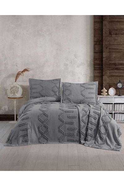 Stylish Home Double Blanket - Gray - Polyester