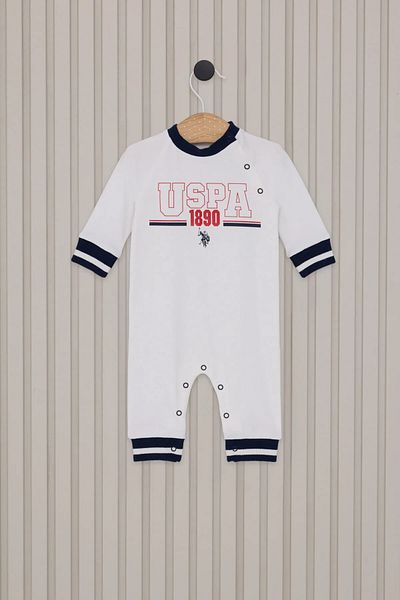 U.S. Polo Assn. Baby Boy White Jumpsuit