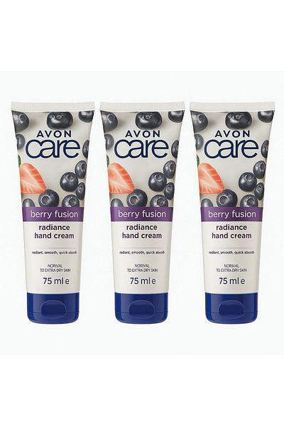 AVON كريم اليدين كير بيري فيوجن راديانس (عبوة من 3 قطع)