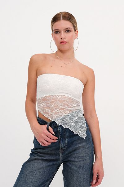 Addax Asymmetric Cut Lace Blouse B1683-F1