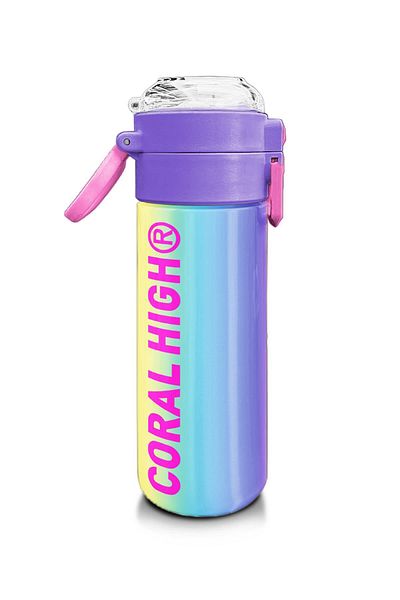 Coral High Kids Girl Patterned Straw and Direct Drinking Steel Thermos 500 ml