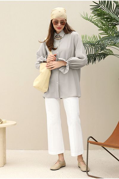 HEQA Modal Shirt with Sleeves Light Gray