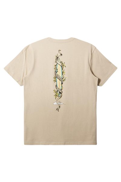 Quiksilver Ανδρικό μπλουζάκι Step Up Purple σε μπεζ στρογγυλή λαιμόκοψη