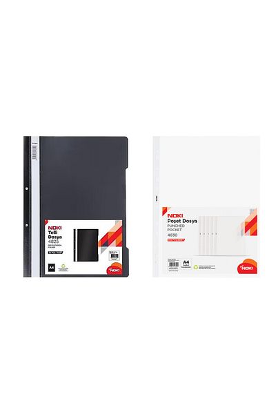 Noki Ring Binder + Bag File Office Set (50Pcs Black Ring Binder + 100Pcs Bag File)