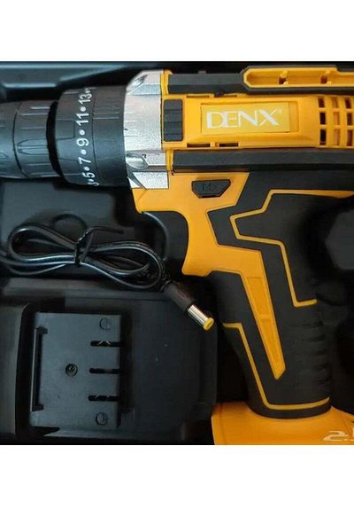 Denx طقم مثقاب لاسلكي من دينكس، 800 دورة في الدقيقة، سعة بطارية 1300 مللي أمبير/ساعة، 187 قطعة، علبة معدنية