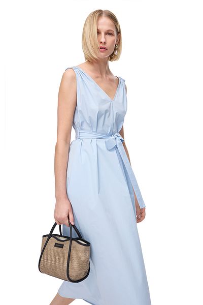 Perspective Blue Reps Comfortable Fit Knee Length Dress