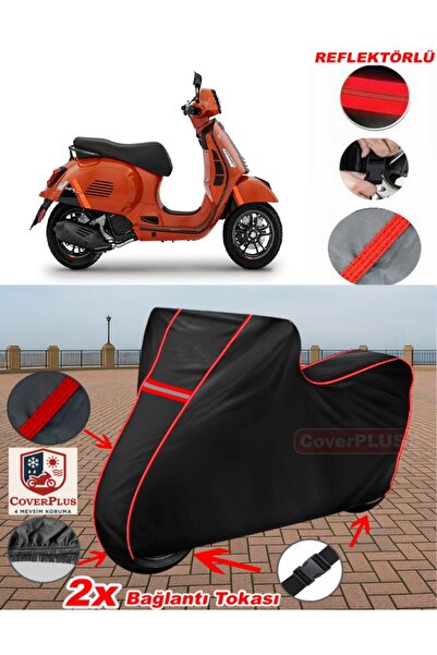 CoverPlus لفيسبا GTS 300 سوبر سبورت قماش القنب الأسود للدراجات النارية قماش ا...