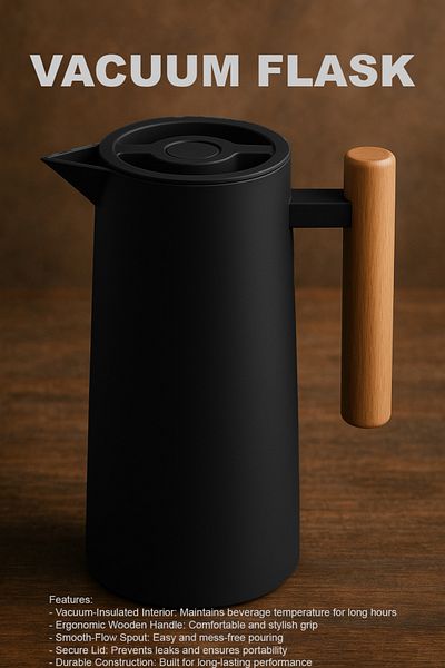 TrentonGCC Premium Vacuum Flask with Wooden Handle - Set of 2