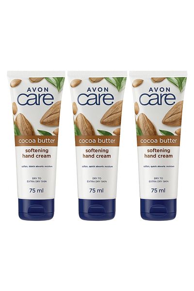 AVON كريم مرطب لليدين بزبدة الكاكاو (عبوة من 3 قطع)
