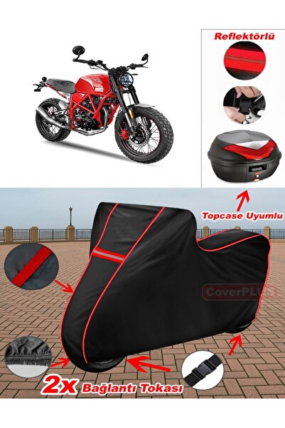 CoverPlus Yuki ZY125-15A Scrambler Tarpaulin BLACK Topcase Rear Case متوافق م...