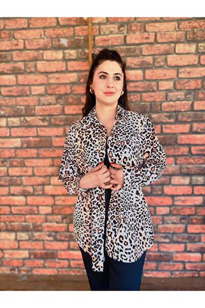 YAMANCAN MODA Leopar Desenli Uzun Kollu Gömlek
