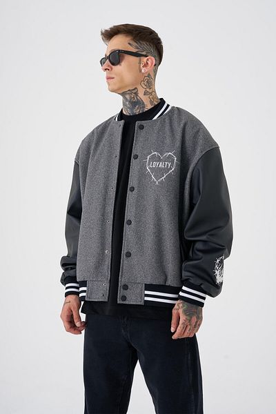 Machinist Men's Hell Fire Club Oversize Bomber Jacket Anthracite