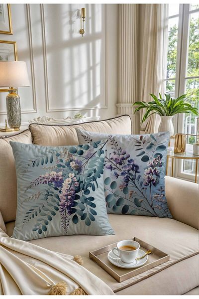 Pilloveland Double Sided Printed Set of 2 Suede Throw Pillow Covers - Purple Cluster