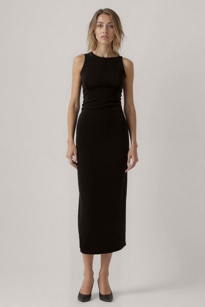Vitrin Knitted Dress with Knot Detail on the Shoulder