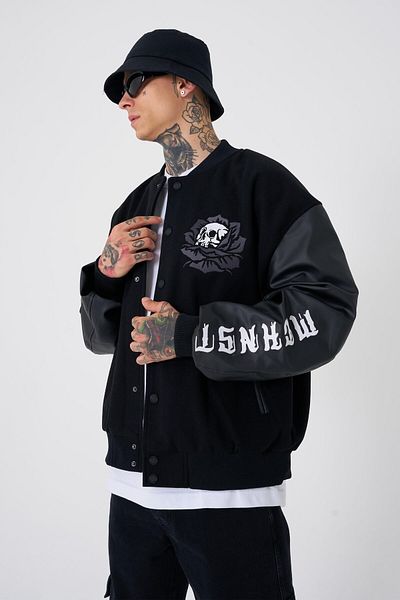 Machinist Men's Go to War Oversize Black Bomber Jacket