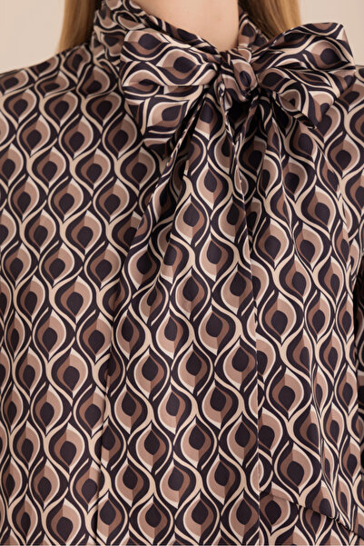 Aker Desenli Yakası Bağlama Detaylı Tunik