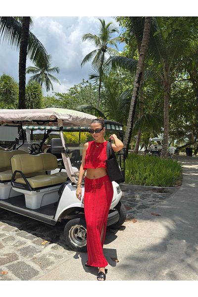 sinemkivanc co Two Piece Sets - Red - Slim