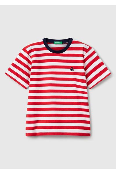 Benetton Baby Boy Red Bnt-Bb Striped T-Shirt