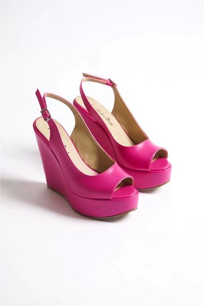 PayBuy Women's Elegant Shoes Open Back Wedge Heeled Shoes Special Design Evening Dress Shoes