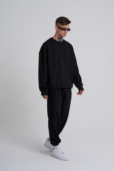 Machinist Men's Basic Solid Jogger Relaxed Black Sweatpants