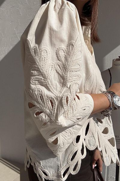 ELVAN TOLON Guipure Beige Shirt