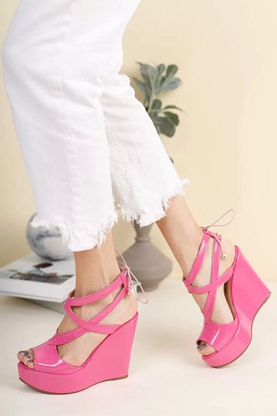 PayBuy Women's Elegant Shoes Back Drawstring Wedge Heels Shoes Special Design Evening Dress Shoes