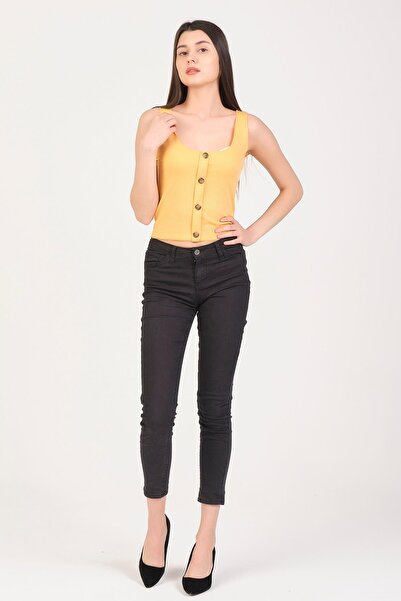 As Collection Κίτρινο γυναικείο μπλουζάκι - Αμάνικο και με κουμπιά