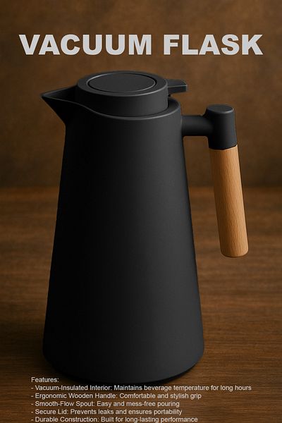 TrentonGCC Premium Vacuum Flask with Wooden Handle - Set of 2
