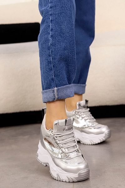 Mamito Ayakkabı Soft High-Sole Lace-Up Sneakers