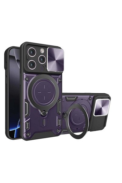 SKYDDAR INNOVATION Husă pentru iPhone 16 Pro Max, CamGuard Pro, inel magnetic, protecție cameră, violet, set autocolante
