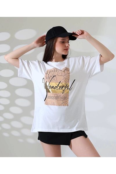 TB Terzi Bey Foil Printed Signature Pattern T-Shirt