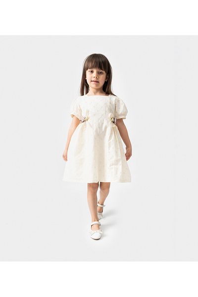 Acabella Girl's Muslin Fabric Bow Dress