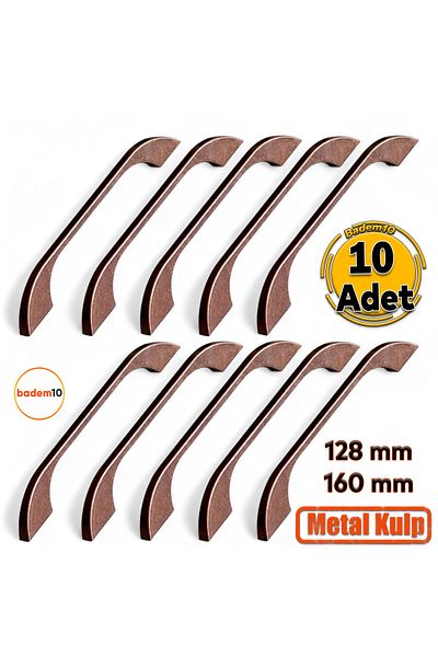Badem10 Ezgi 128 mm - 160 mm Set de 10 mânere de dulap de bucătărie din metal antic din cupru antic