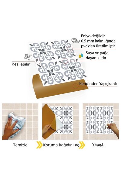 TİNK Kendinden Yapışkanlı Geometrik 034 Desenli Pvc Karo 30x30 Cm (33 ADET) 3m2