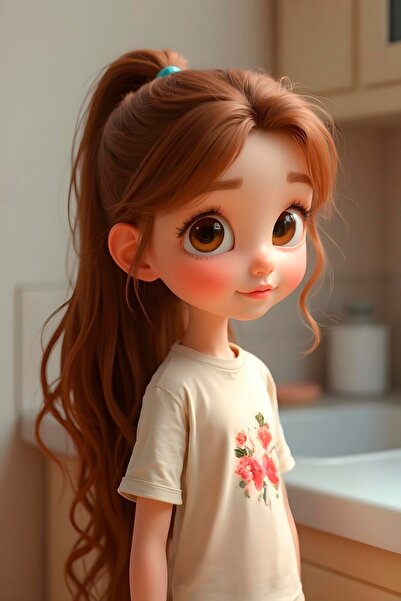 makiteks Βαμβακερό χτενισμένο βαμβακερό μπλουζάκι για κορίτσια με στάμπα 5 6 7 8 9 10 11 12 13 14 ετών Cute Girl 03