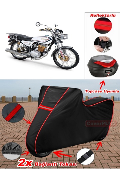 CoverPlus Kuba Cheetah 180R قماش القنب الأسود Topcase الخلفي متوافق مع القماش...