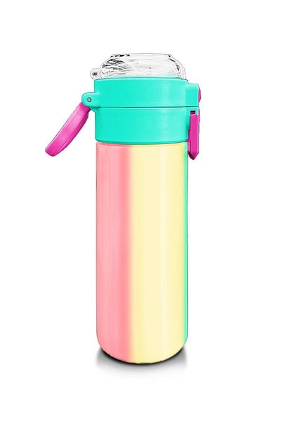 Coral High Kids Girl Patterned Straw and Direct Drinking Steel Thermos 500 ml